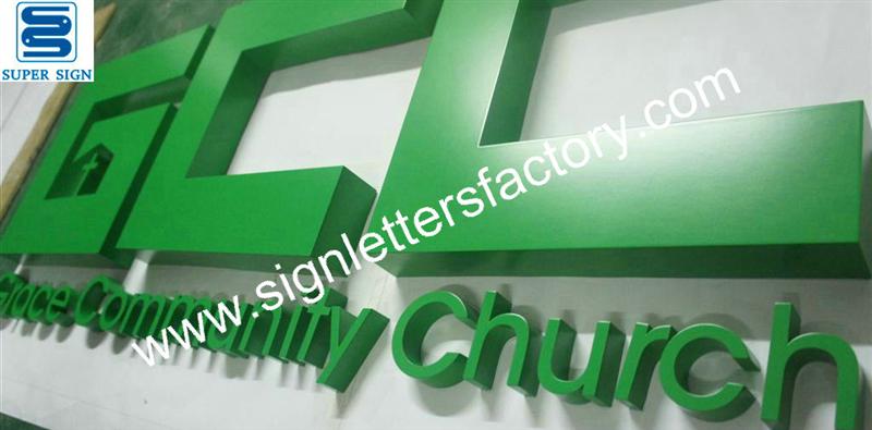 fabricated painted stainless steel letter sign